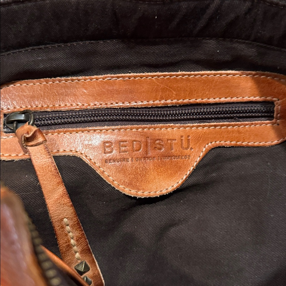 Bed Stu Orchid Studded Woven Leather Satchel Bag - Picture 4 of 14